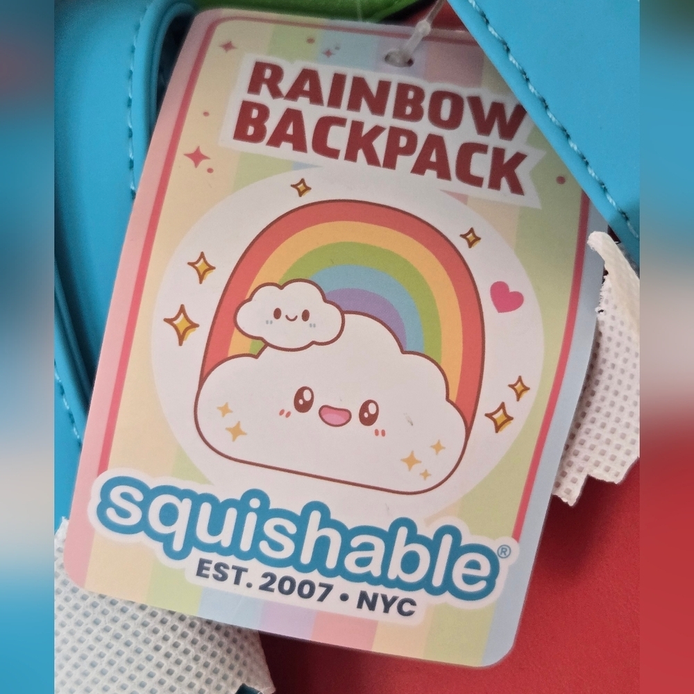 Squishable Rainbow Smiley Cloud Dome Backpack NWT - Picture 6 of 8